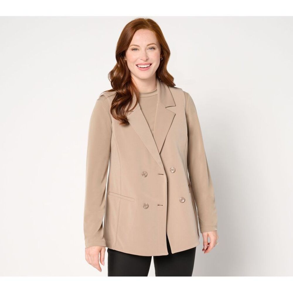 Susan Graver Women's Petite Jacket PXS GRAVER_ LK Fusion Double Brown A667495